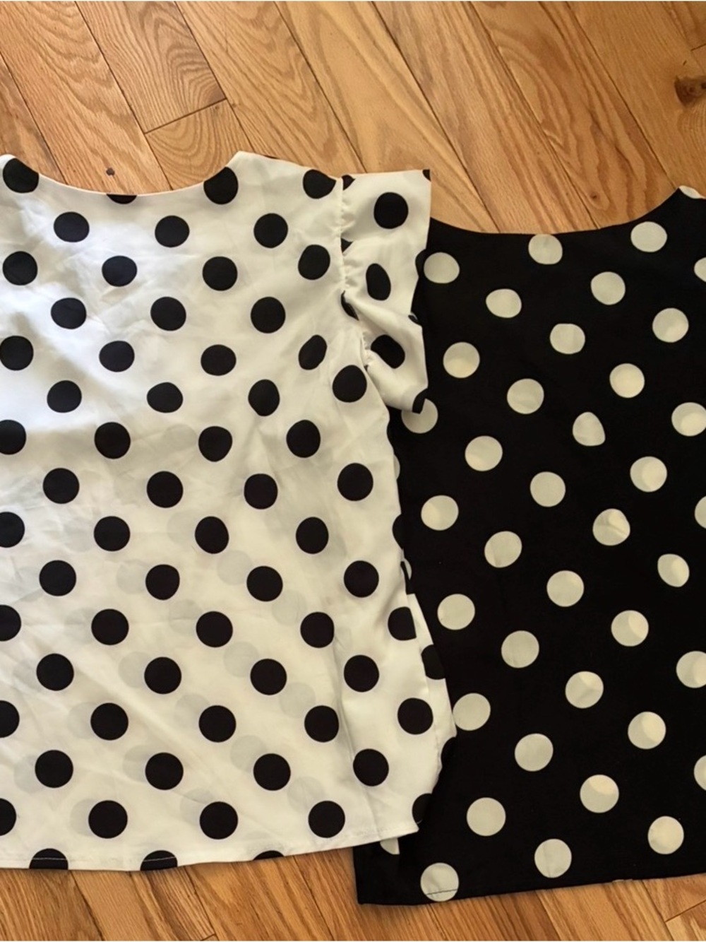 Polka Dot Cap Sleeve Blouse - Black & White Set of 2.